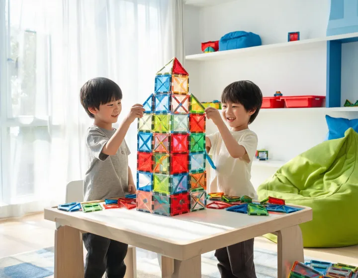 Magna Tiles magnetic construction play scene