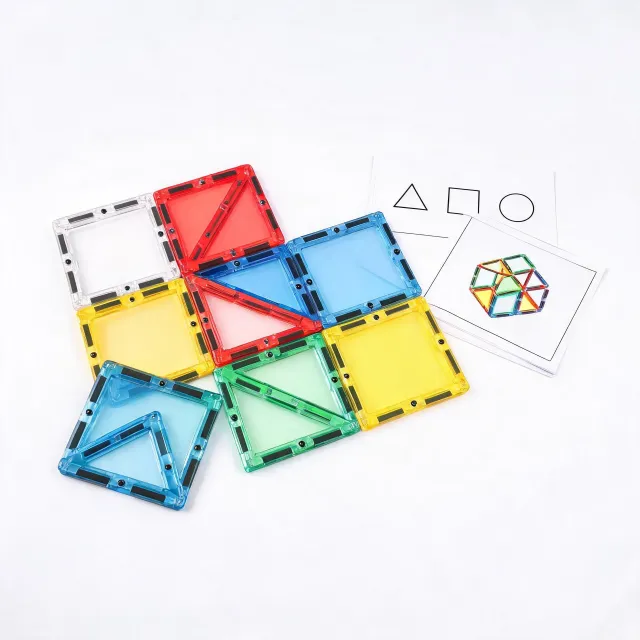 Magna Tiles close detail of magnets and translucent shapes