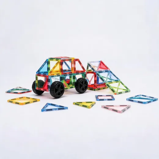 Vehicle magnetic tile construction set